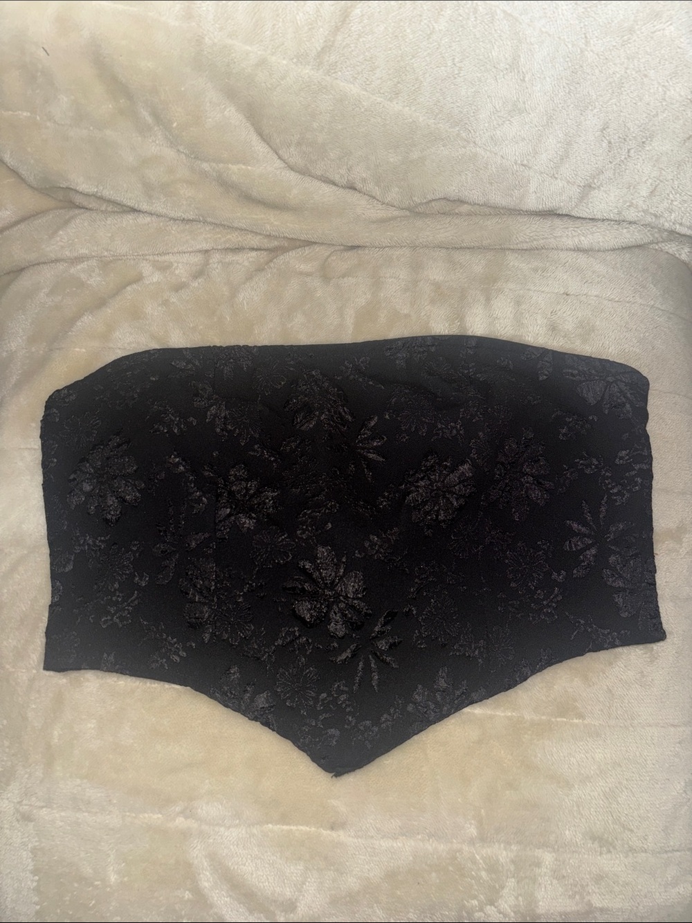 SHEIN Black Floral Jacquard Strapless Bustier